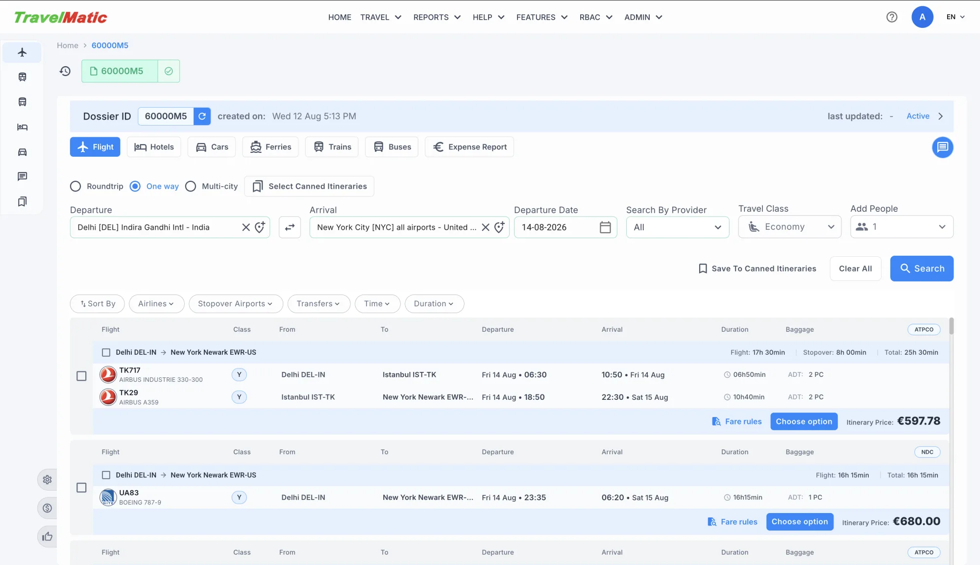 TravelMatic booking and management dashboard